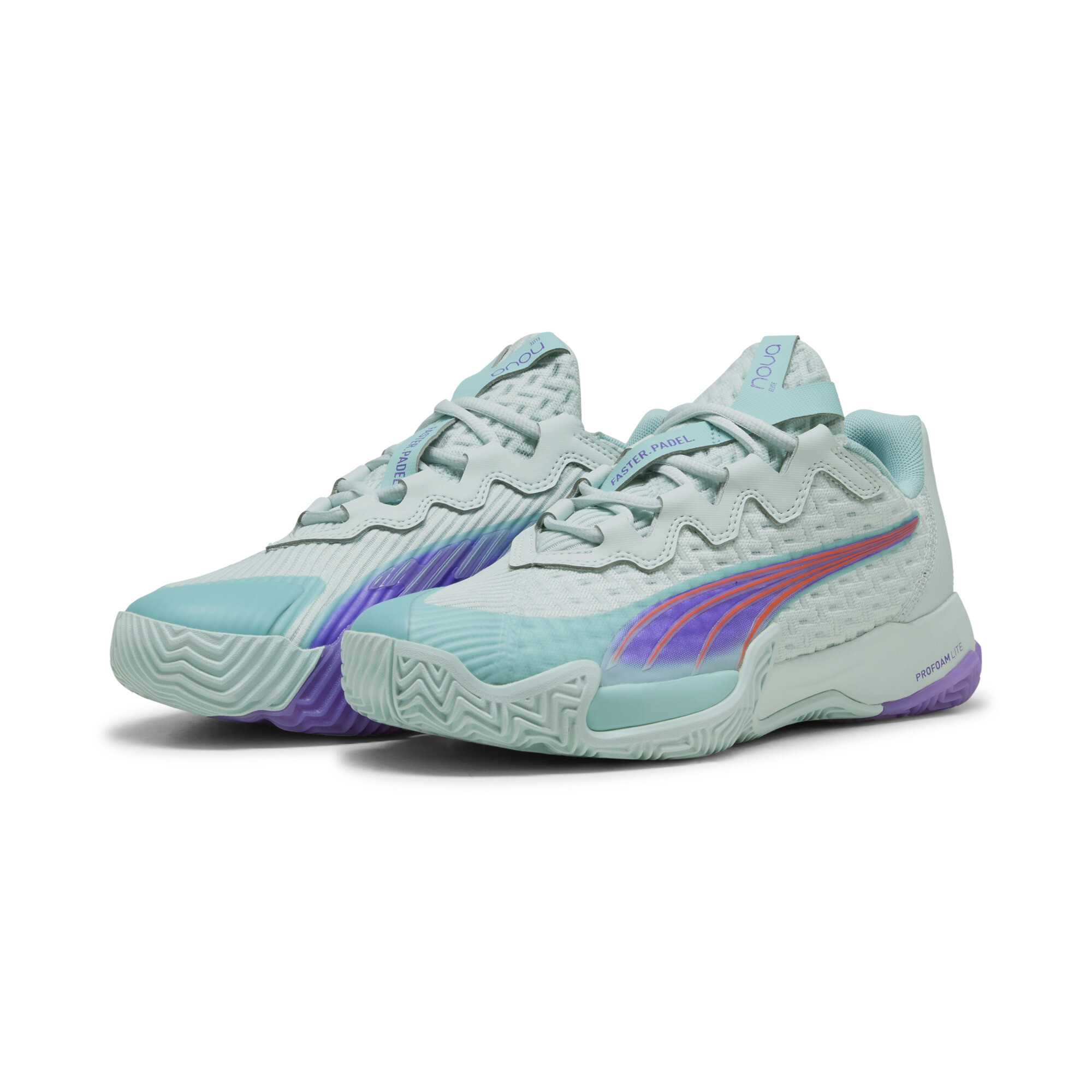 Puma NOVA Elite Padelschuhe Damen | Mit Colorful | Peaceful Blue/Purple Glimmer/Safe Lake | Größe: 37