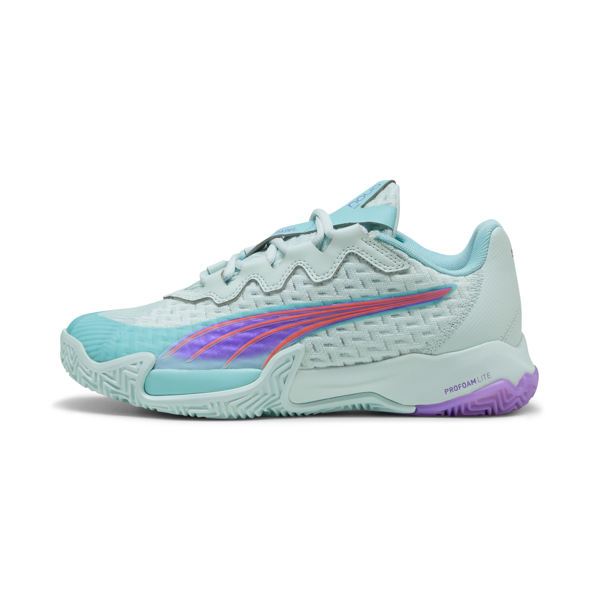 Puma NOVA Elite Padelschuhe Damen | Mit Colorful | Peaceful Blue/Purple Glimmer/Safe Lake | Größe: 40