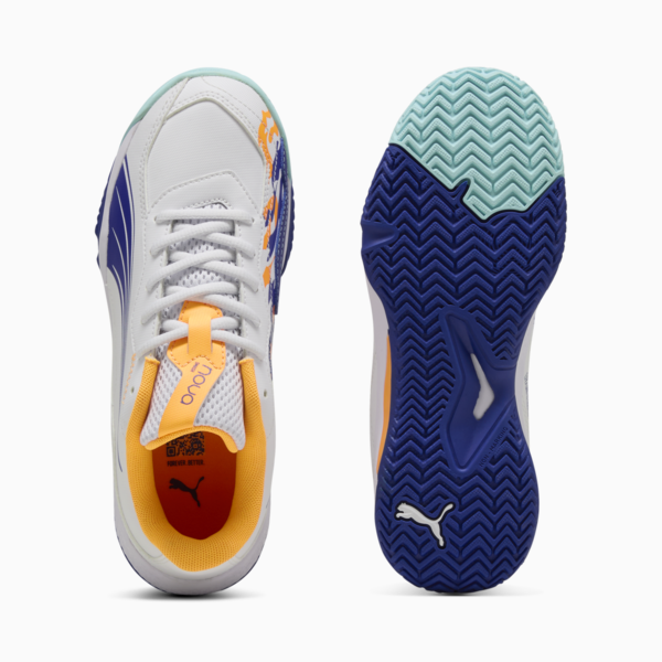 NOVA Smash Padel Shoes Youth, PUMA White-Vivid Blue-Safe Lake-Heat Fire, large-ZAF