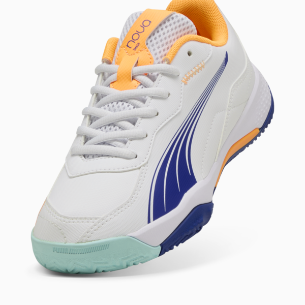 NOVA Smash Padel Shoes Youth, PUMA White-Vivid Blue-Safe Lake-Heat Fire, large-ZAF