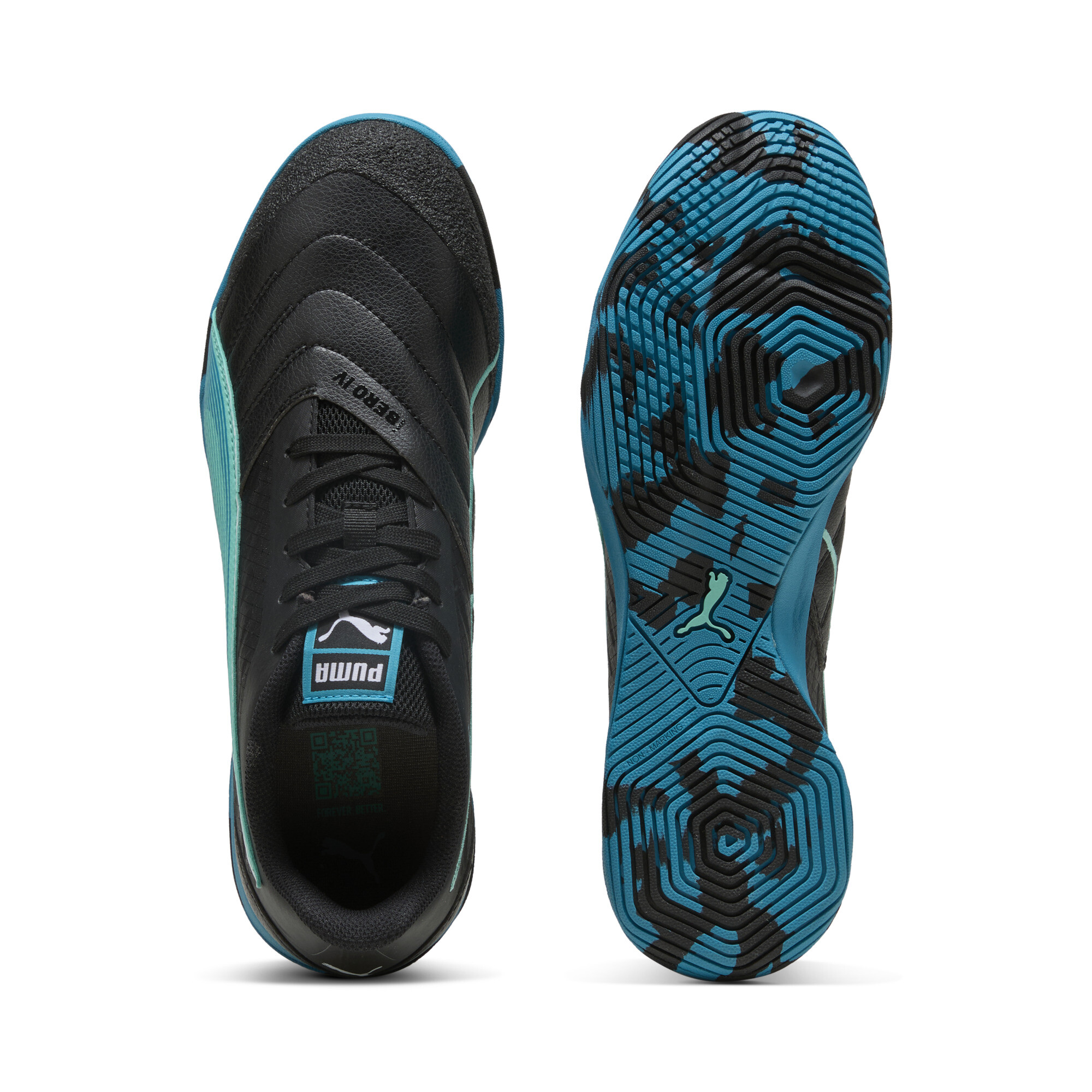 PUMA IBERO IV zaalvoetbalschoenen, Blauw/Zwart, Maat 40 thumbnail 4