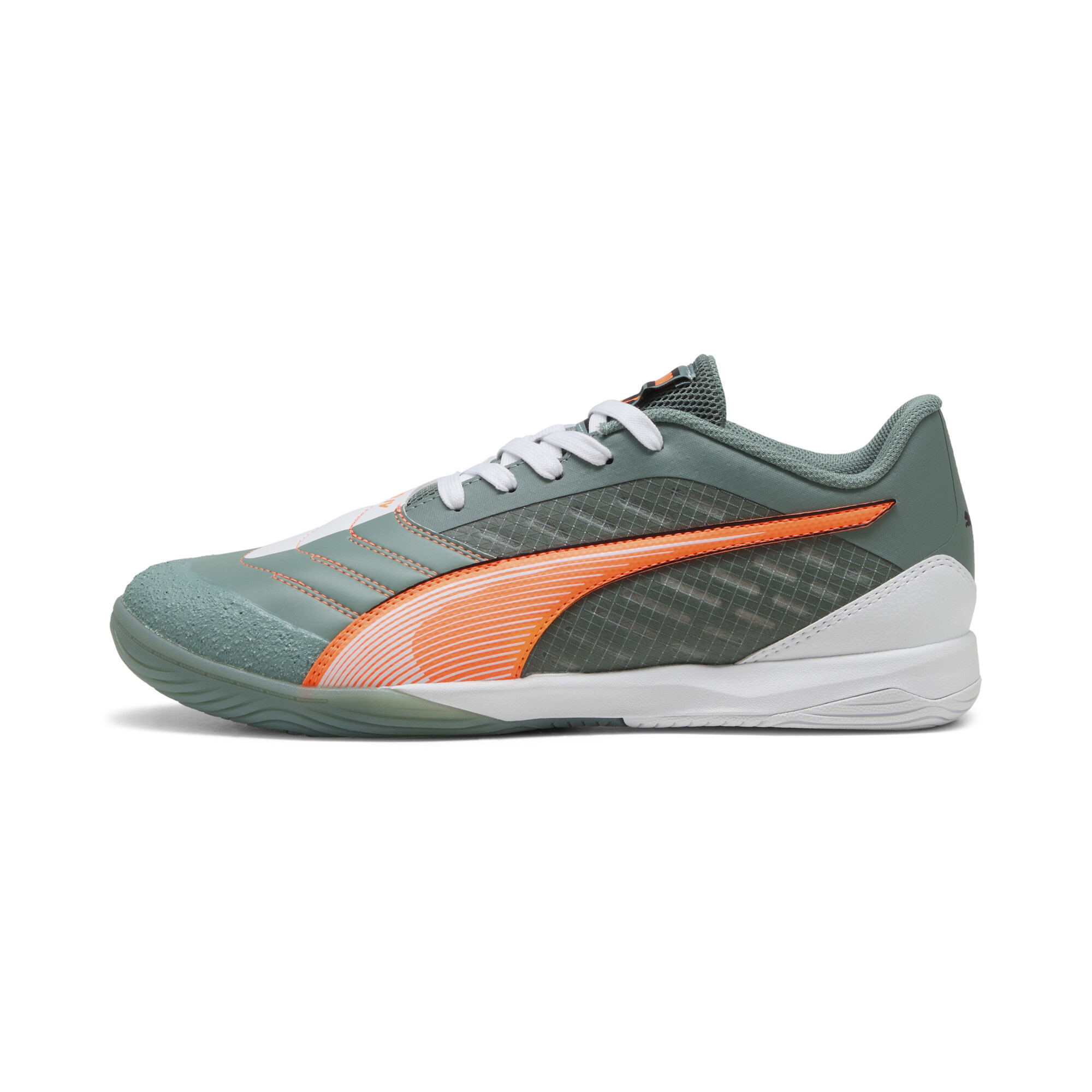 Puma IBERO IV Futsalschuhe | Mit Plain | Green Moon/Heat Fire/Black | Größe: 45