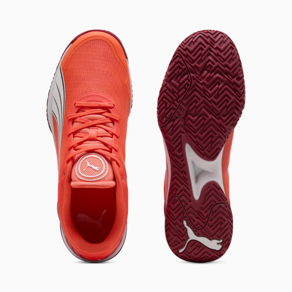 Accelerate Turbo Handball Shoes Unisex, Glowing Red-PUMA White-Dark Crimson-PUMA Black, large-ZAF