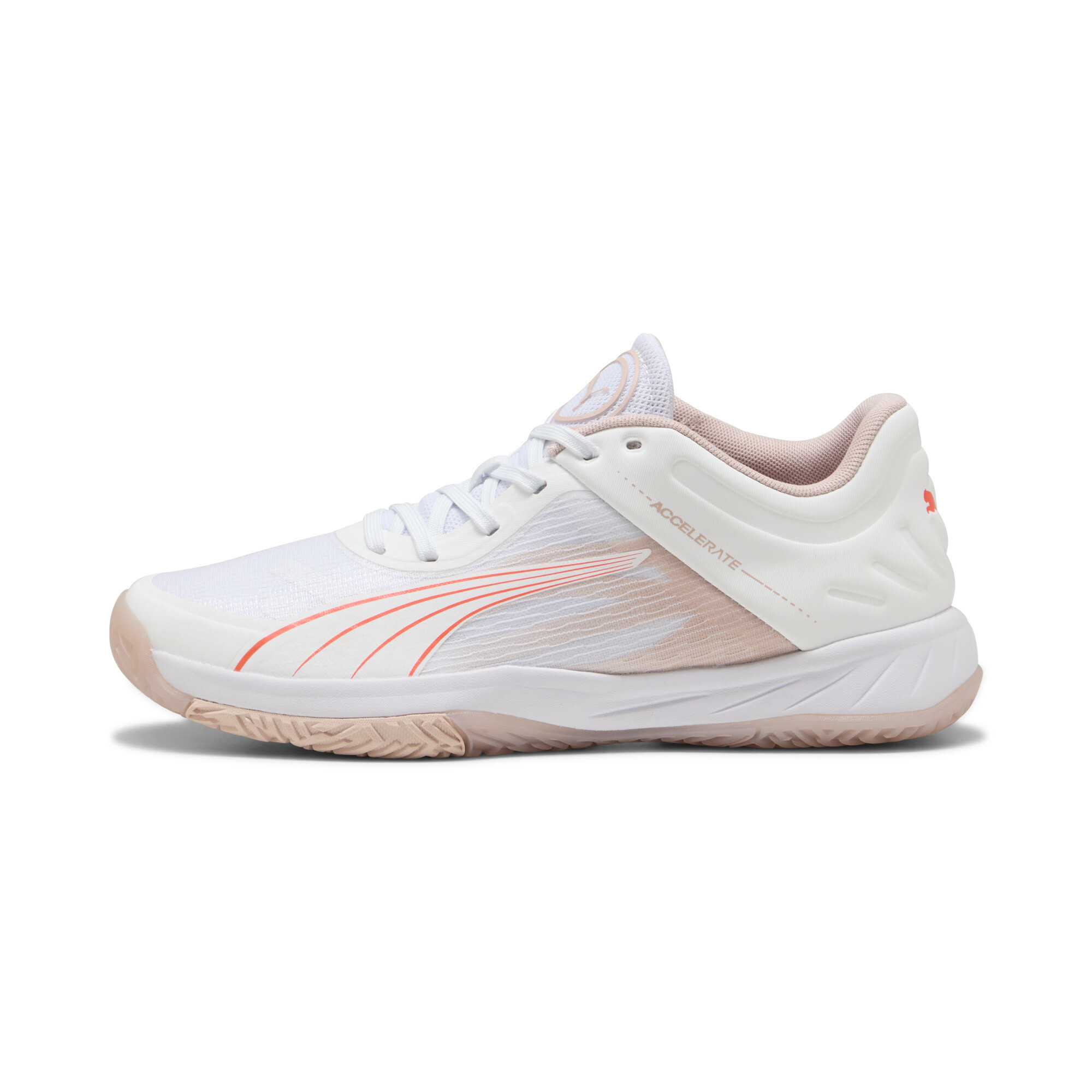 Puma Accelerate Turbo Handballschuhe Damen | White/Glowing Red/Rose Quartz | Größe: 38