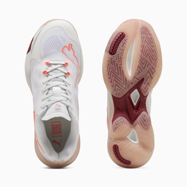 Vantage NITRO™ Handball Shoes Women, PUMA White-Glowing Red-Rose Quartz-Dark Crimson, large-ZAF