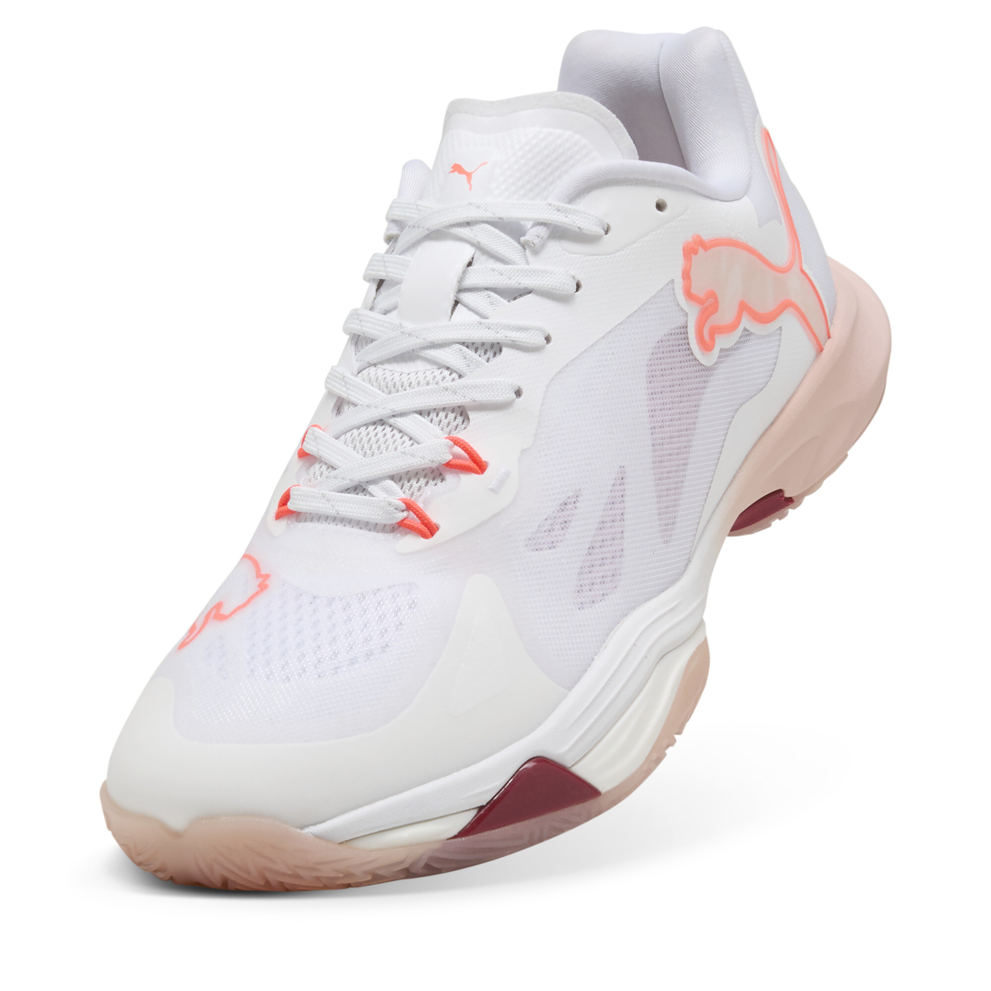 PUMA Vantage NITRO™ zaalschoenen, Wit/Roze/Rood