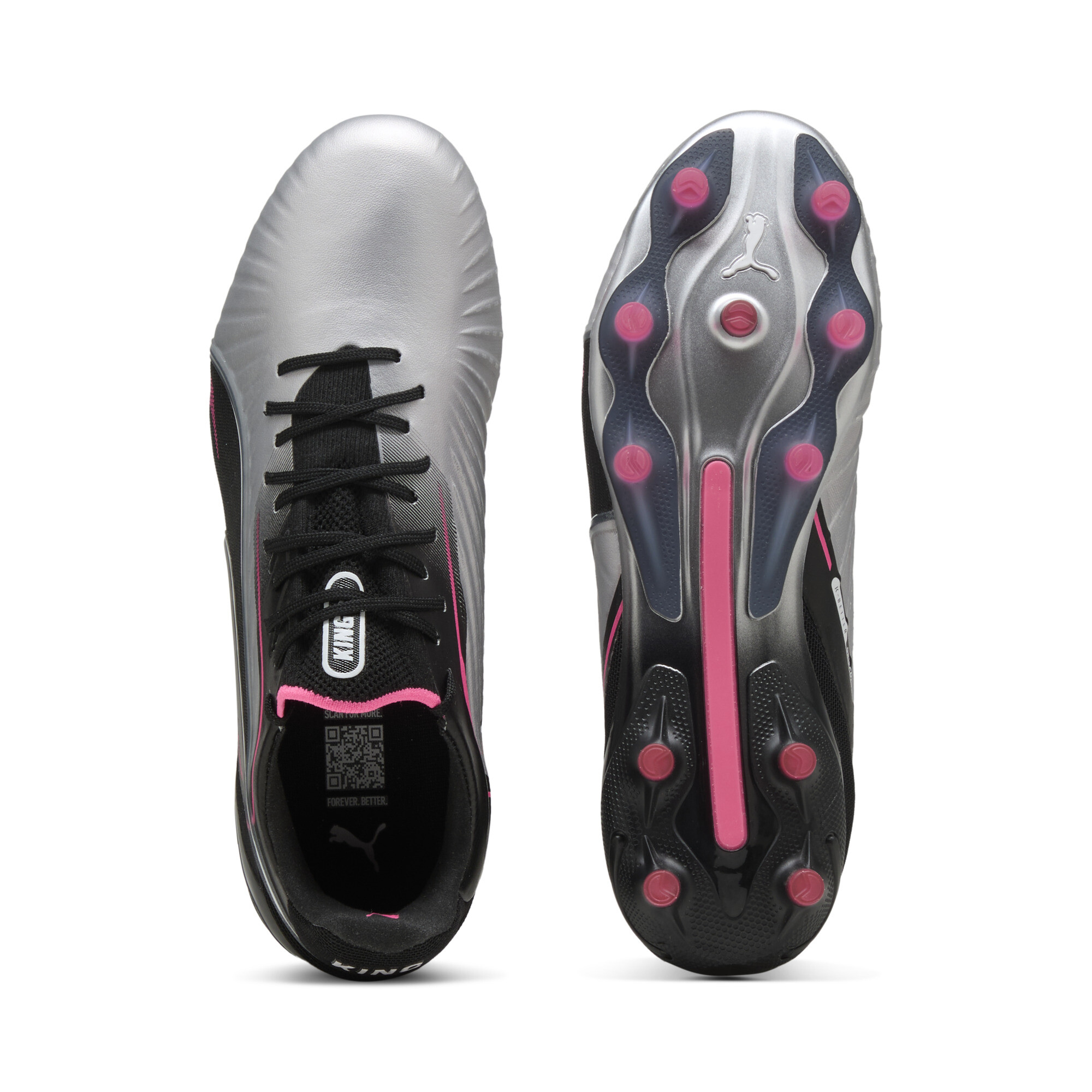 PUMA KING ULTIMATE FG/AG voetbalschoenen voor Dames, Zwart/Zilver, Maat 41 thumbnail 5