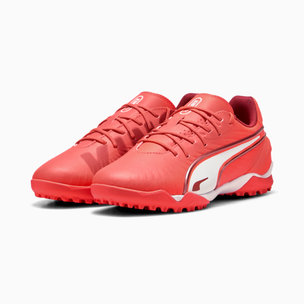 KING MATCH TT Mid Football Boots Youth, Glowing Red-PUMA White-Red Fire, large-MEX