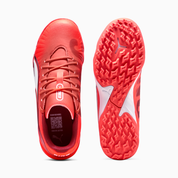 KING MATCH TT Mid Football Boots Youth, Glowing Red-PUMA White-Red Fire, large-MEX