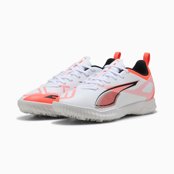 ULTRA 5 PLAY TT Mid Football Boots Youth, PUMA White-PUMA Black-Glowing Red, large-MEX