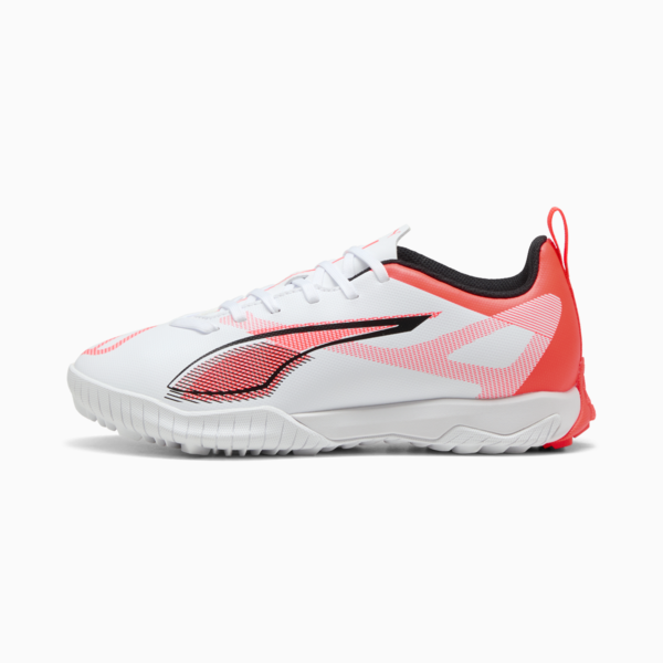 ULTRA 5 PLAY TT Mid Football Boots Youth, PUMA White-PUMA Black-Glowing Red, large-MEX