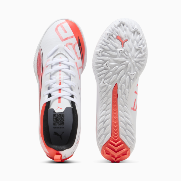 ULTRA 5 PLAY TT Mid Football Boots Youth, PUMA White-PUMA Black-Glowing Red, large-MEX