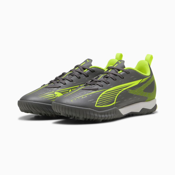 Tacos de fútbol ULTRA 5 PLAY TT Mid para adolescentes, Matte Aged Silver-Yellow Alert-Puma Aged Silver, large-MEX