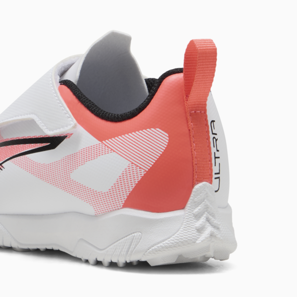 ULTRA 5 PLAY V TT Football Boots Kids, PUMA White-PUMA Black-Glowing Red, large-MEX