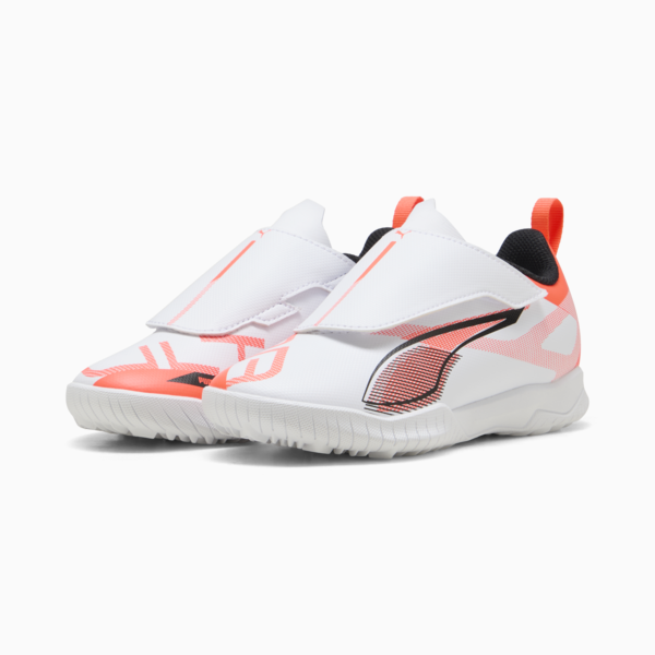 ULTRA 5 PLAY V TT Football Boots Kids, PUMA White-PUMA Black-Glowing Red, large-MEX