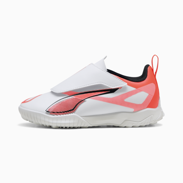 ULTRA 5 PLAY V TT Football Boots Kids, PUMA White-PUMA Black-Glowing Red, large-MEX