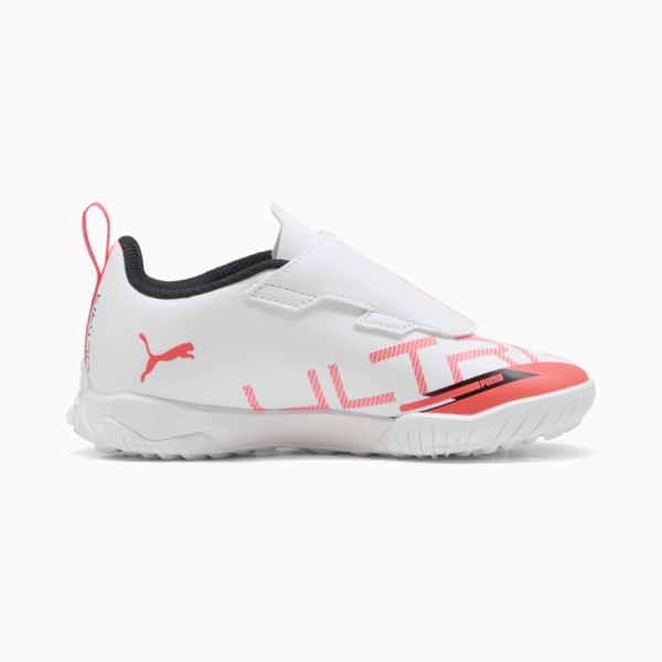 ULTRA 5 PLAY V TT Football Boots Kids, PUMA White-PUMA Black-Glowing Red, large-MEX