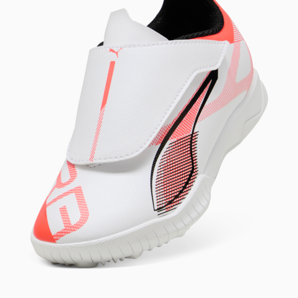 ULTRA 5 PLAY V TT Football Boots Kids, PUMA White-PUMA Black-Glowing Red, large-MEX