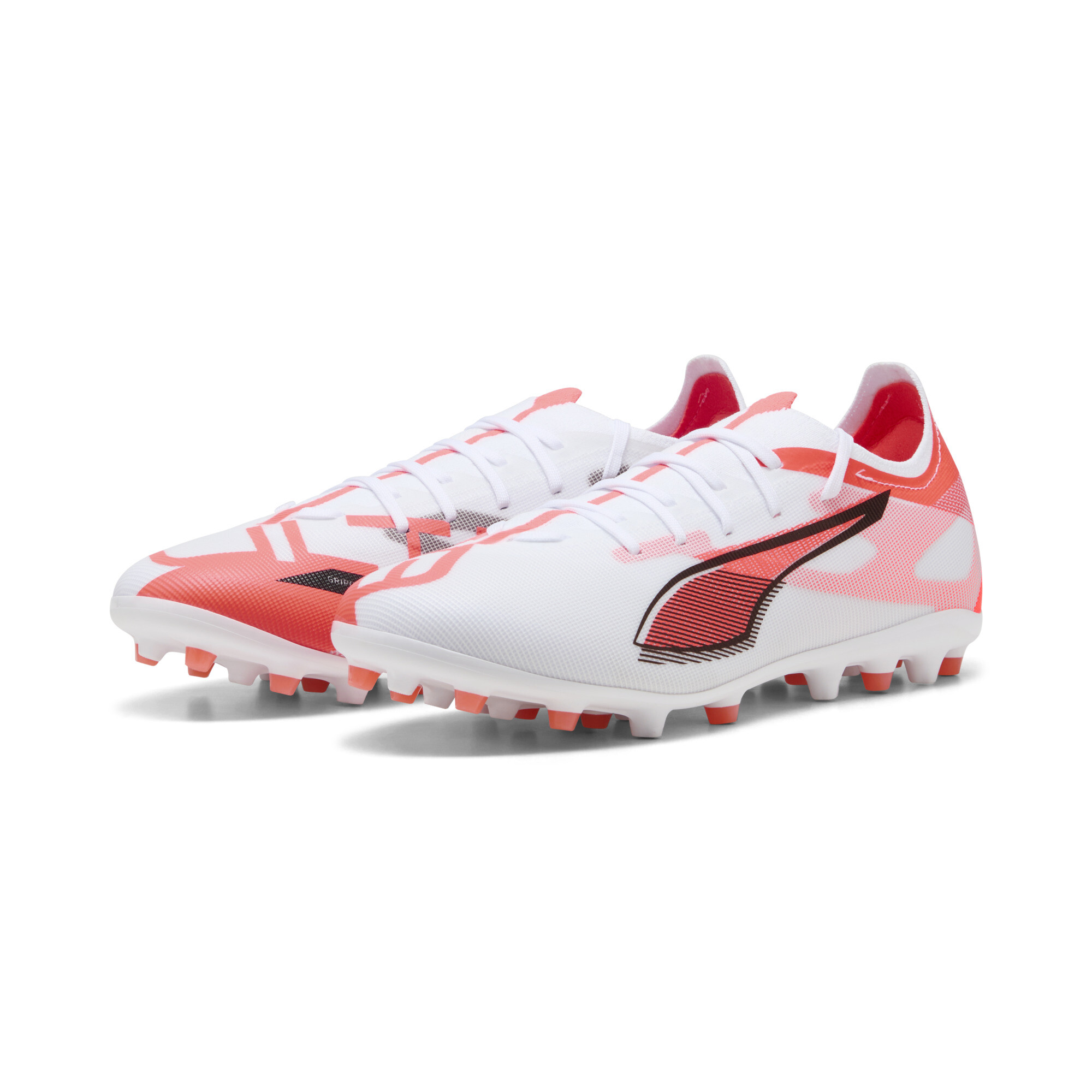 Puma ULTRA 5 MATCH MG Fußballschuhe | White/Black/Glowing Red | Größe: 46