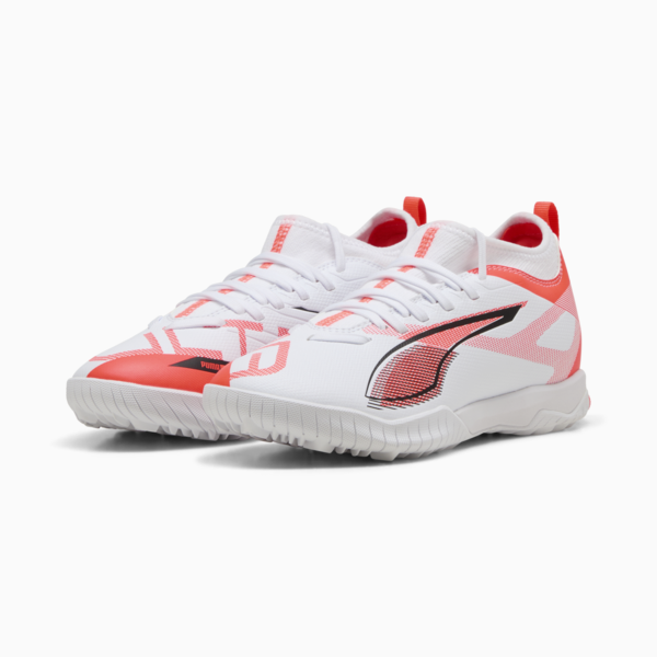 ULTRA 5 MATCH TT Mid Football Boots Youth, PUMA White-PUMA Black-Glowing Red, large-MEX