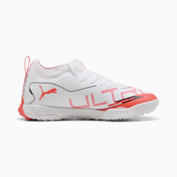 ULTRA 5 MATCH TT Mid Football Boots Youth, PUMA White-PUMA Black-Glowing Red, large-MEX