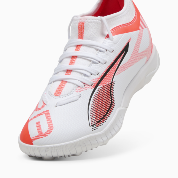 ULTRA 5 MATCH TT Mid Football Boots Youth, PUMA White-PUMA Black-Glowing Red, large-MEX