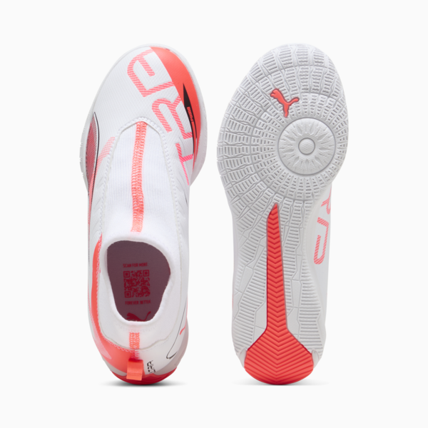 Tacos de fútbol ULTRA 5 MATCH+ Mid para adolescentes, PUMA White-PUMA Black-Glowing Red, large-MEX