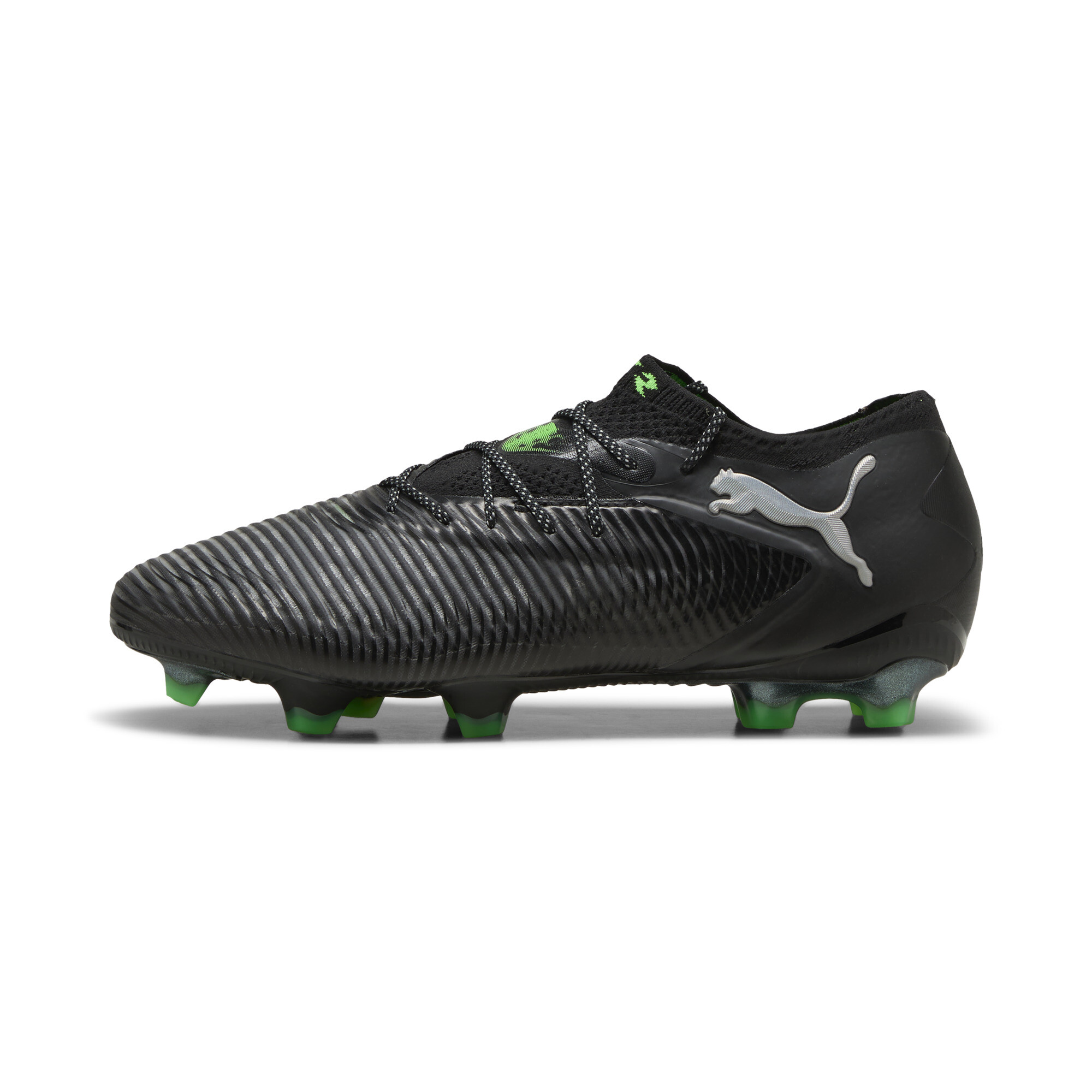 Puma FUTURE 8 ULTIMATE Low FG Fußballschuhe | Black/Cool Light Gray/Green | Größe: 38.5