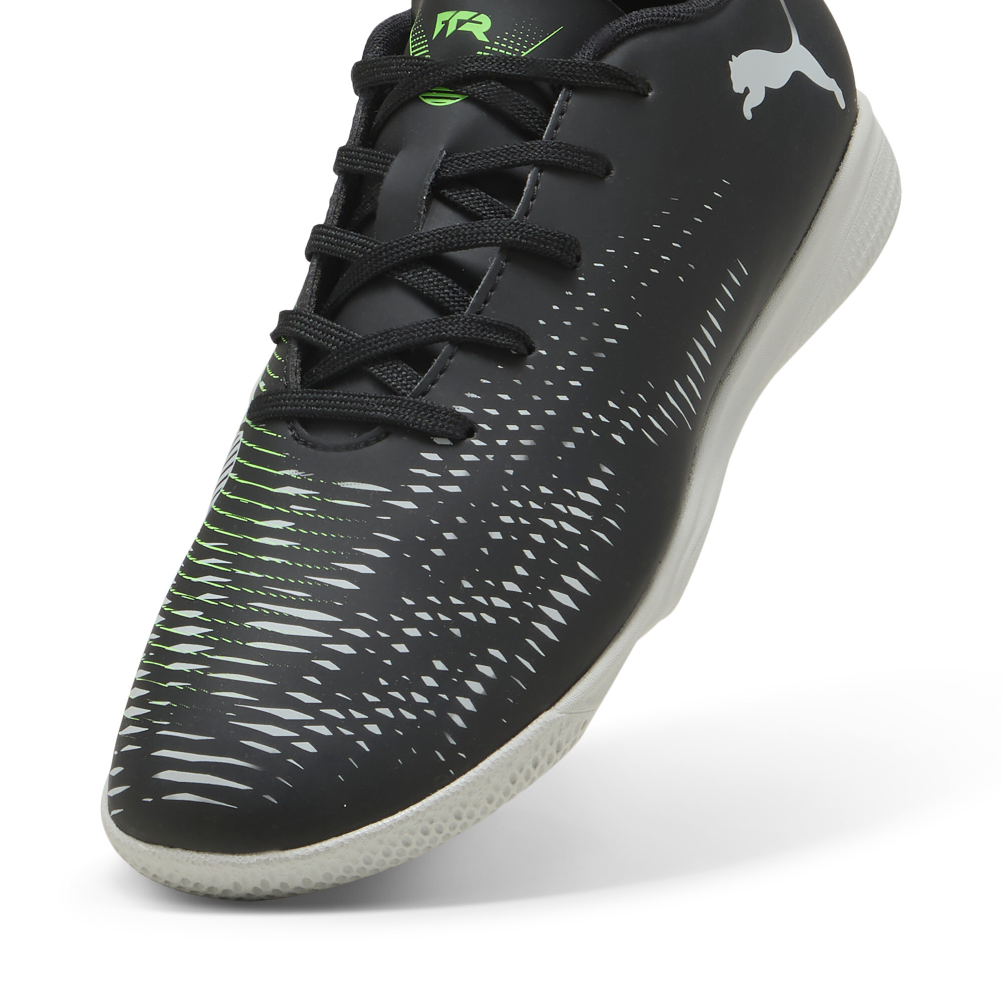 PUMA FUTURE 8 PLAY IT zaalvoetbalschoenen, Grijs/Groen/Zwart