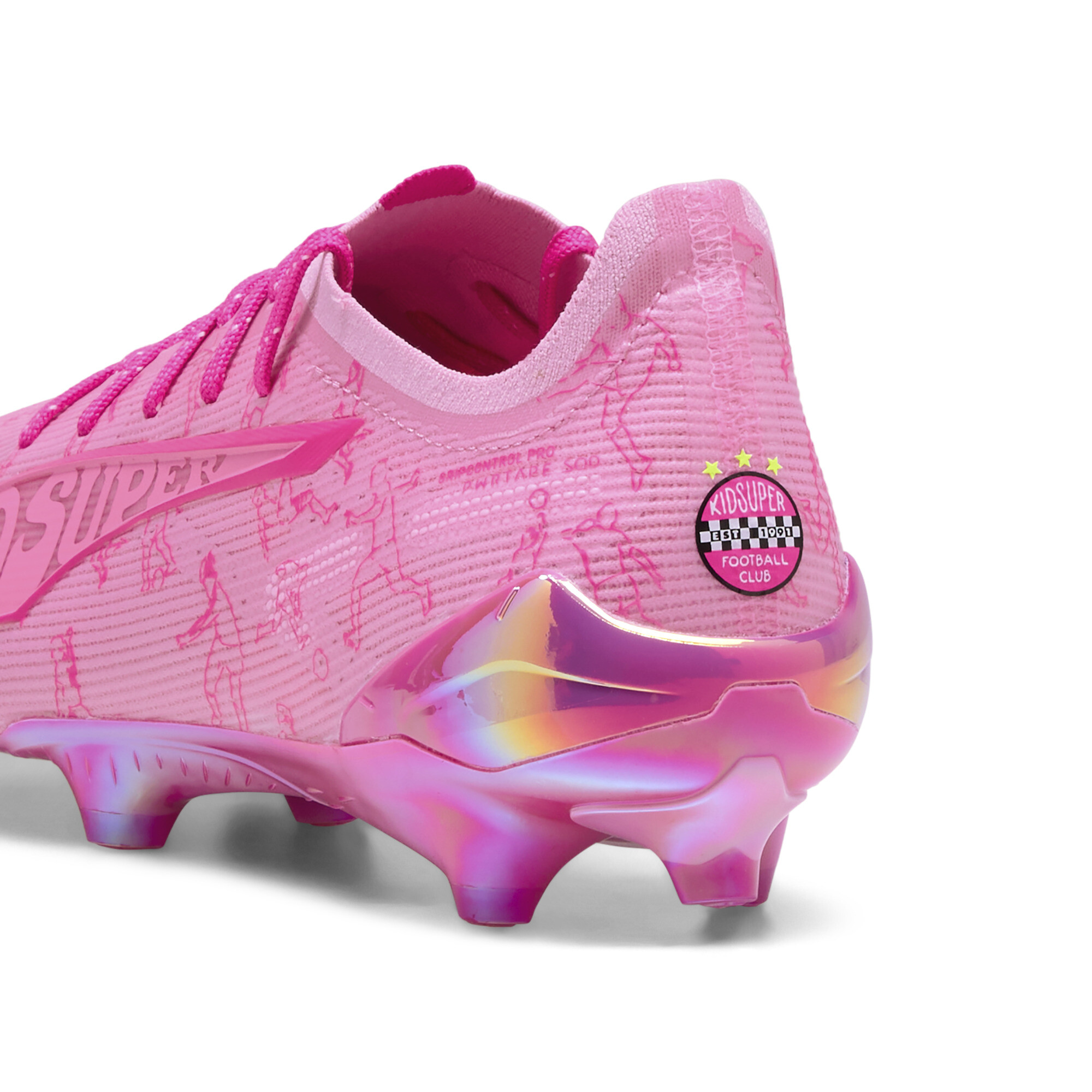 PUMA ULTRA 5 ULTIMATE x KIDSUPER FG voetbalschoenen, Roze, Maat 44 thumbnail 5