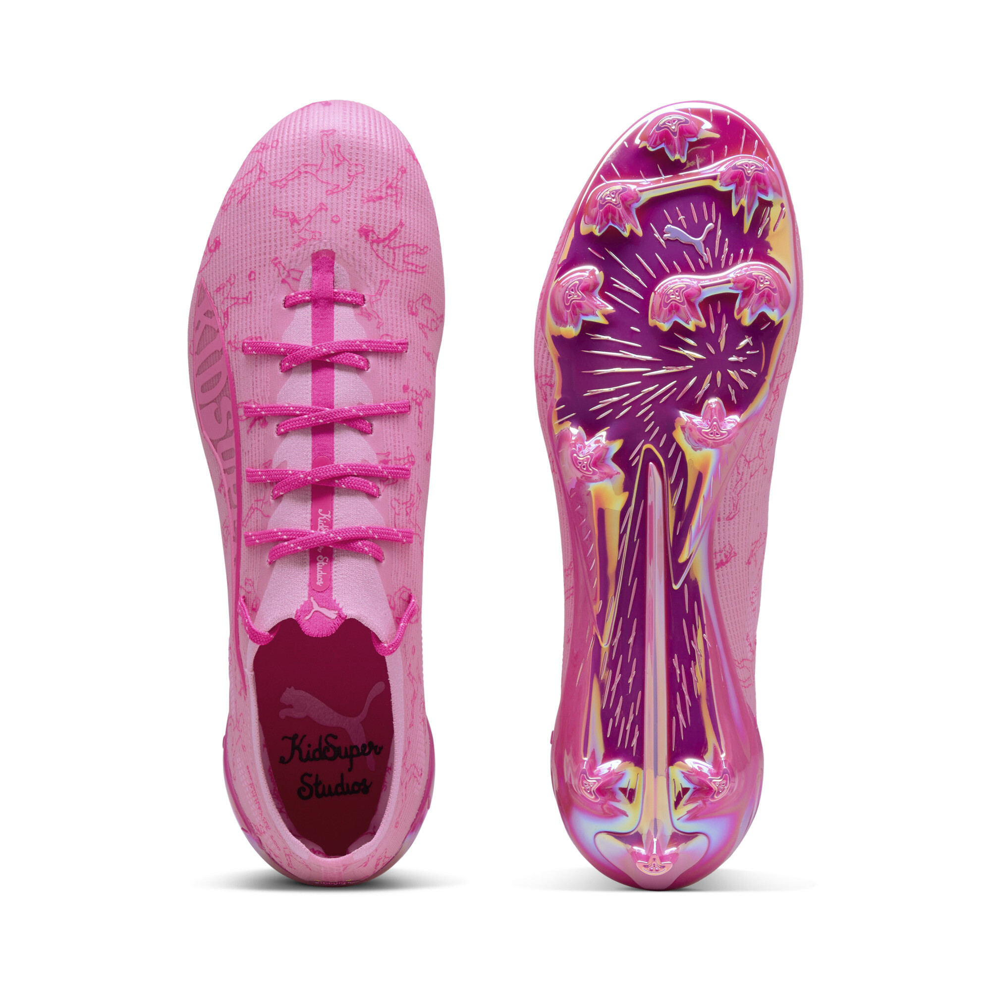 PUMA ULTRA 5 ULTIMATE x KIDSUPER FG voetbalschoenen, Roze, Maat 44 thumbnail 4