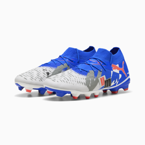 FUTURE 8 MATCH FOREVER FG/AG Football Boots Unisex, PUMA White-Ultra Blue-Feather Gray-PUMA Black-Glowing Red, large-ZAF