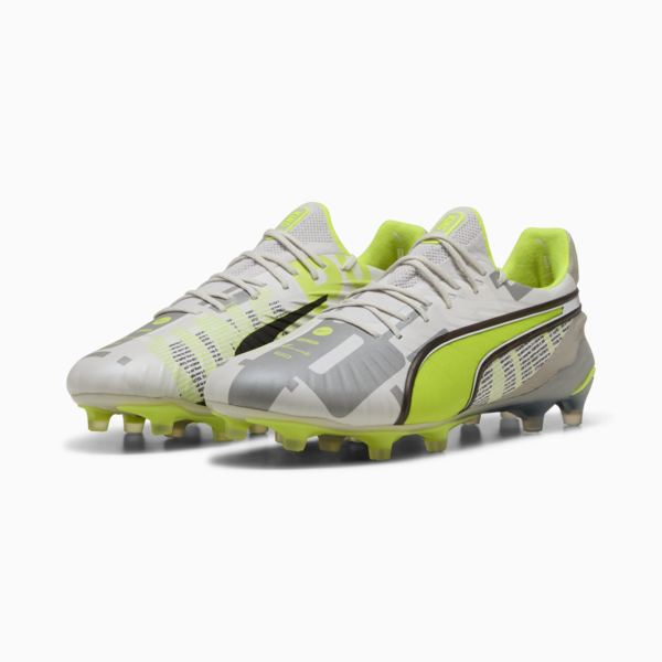 KING ULTIMATE FOREVER FG/AG Football Boots Unisex, Feather Gray-Electric Lime-PUMA White-Flat Light Gray, large-ZAF