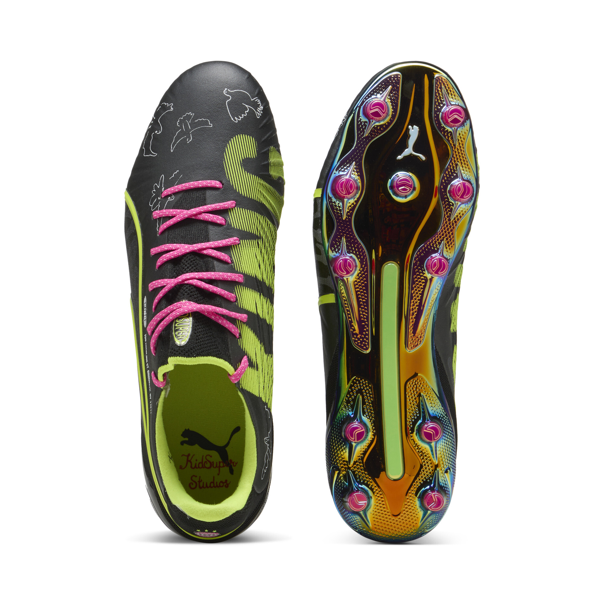 PUMA KING ULTIMATE x KIDSUPER FG/AG unisex voetbalschoenen, Groen/Zwart/Grijs, Maat 39 thumbnail 4