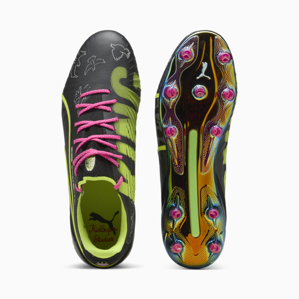 KING ULTIMATE x KIDSUPER FG/AG Football Boots Unisex, PUMA Black-Electric Lime-Strong Gray-Ravish-PUMA White, large-ZAF