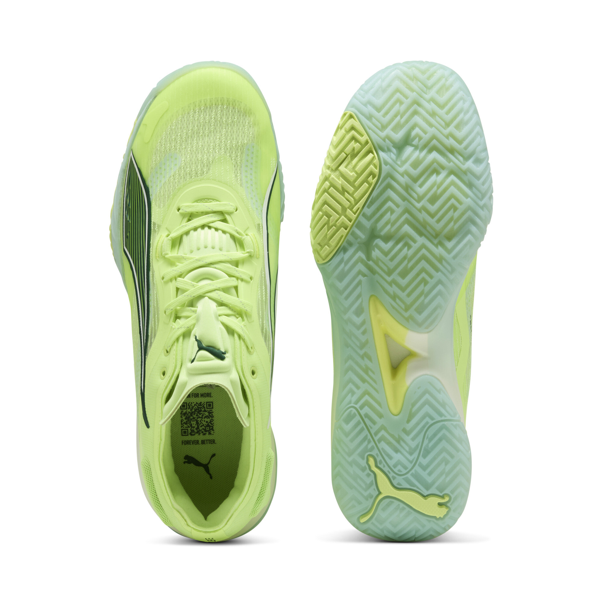 PUMA Accelerate NITROâ¢ SQD 4 uniseks handbalschoenen, Groen/Wit, Maat 42,5 thumbnail 4