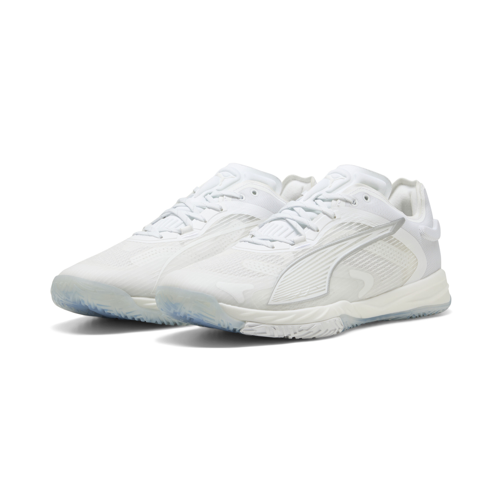 PUMA Accelerate NITROâ¢ SQD 4 uniseks handbalschoenen, Wit/Zilver, Maat 37,5 thumbnail 6