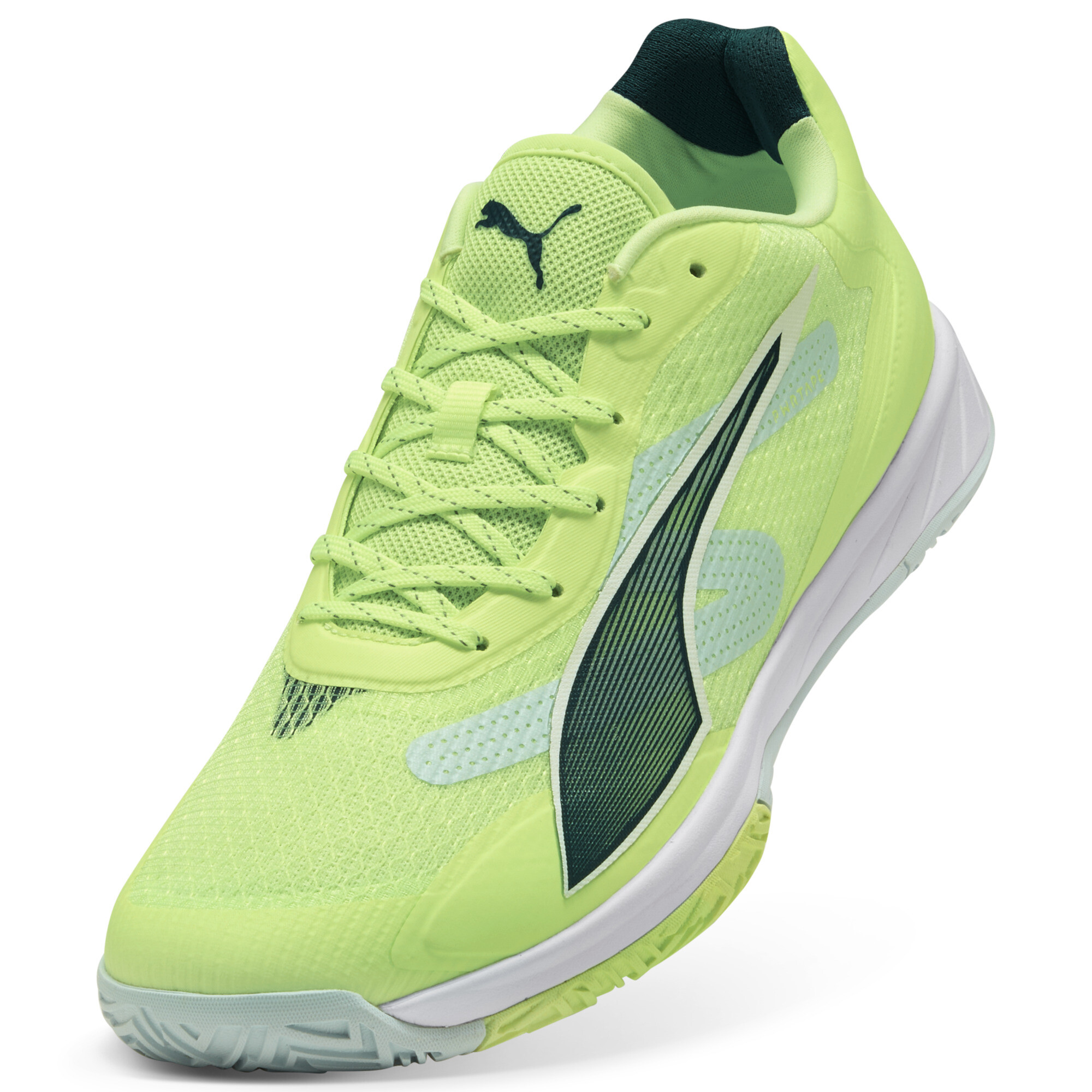 PUMA Accelerate Turbo 4 uniseks handbalschoenen, Groen/Wit, Maat 40 thumbnail 2