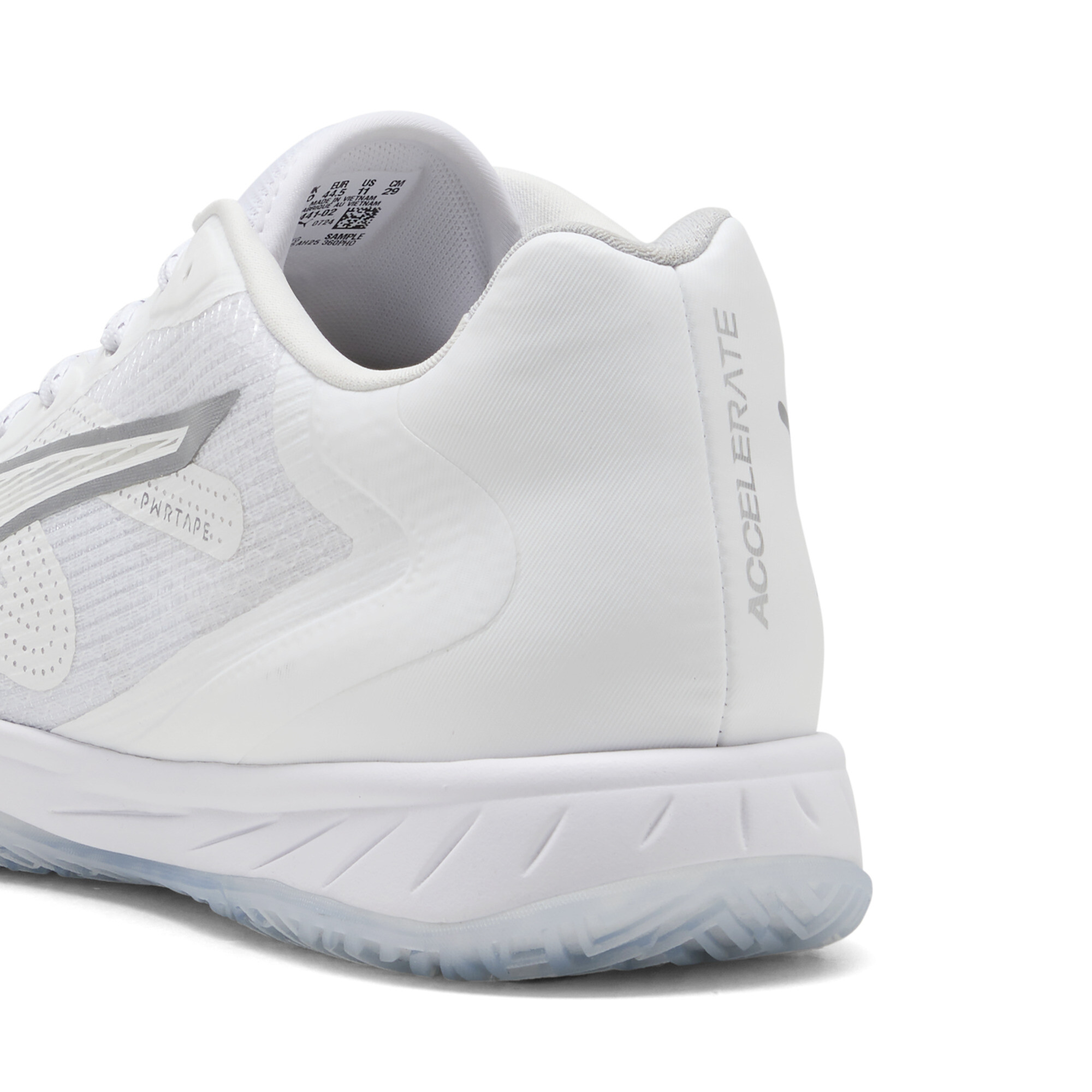 PUMA Accelerate Turbo 4 uniseks handbalschoenen, Grijs/Wit/Zilver, Maat 37 thumbnail 5