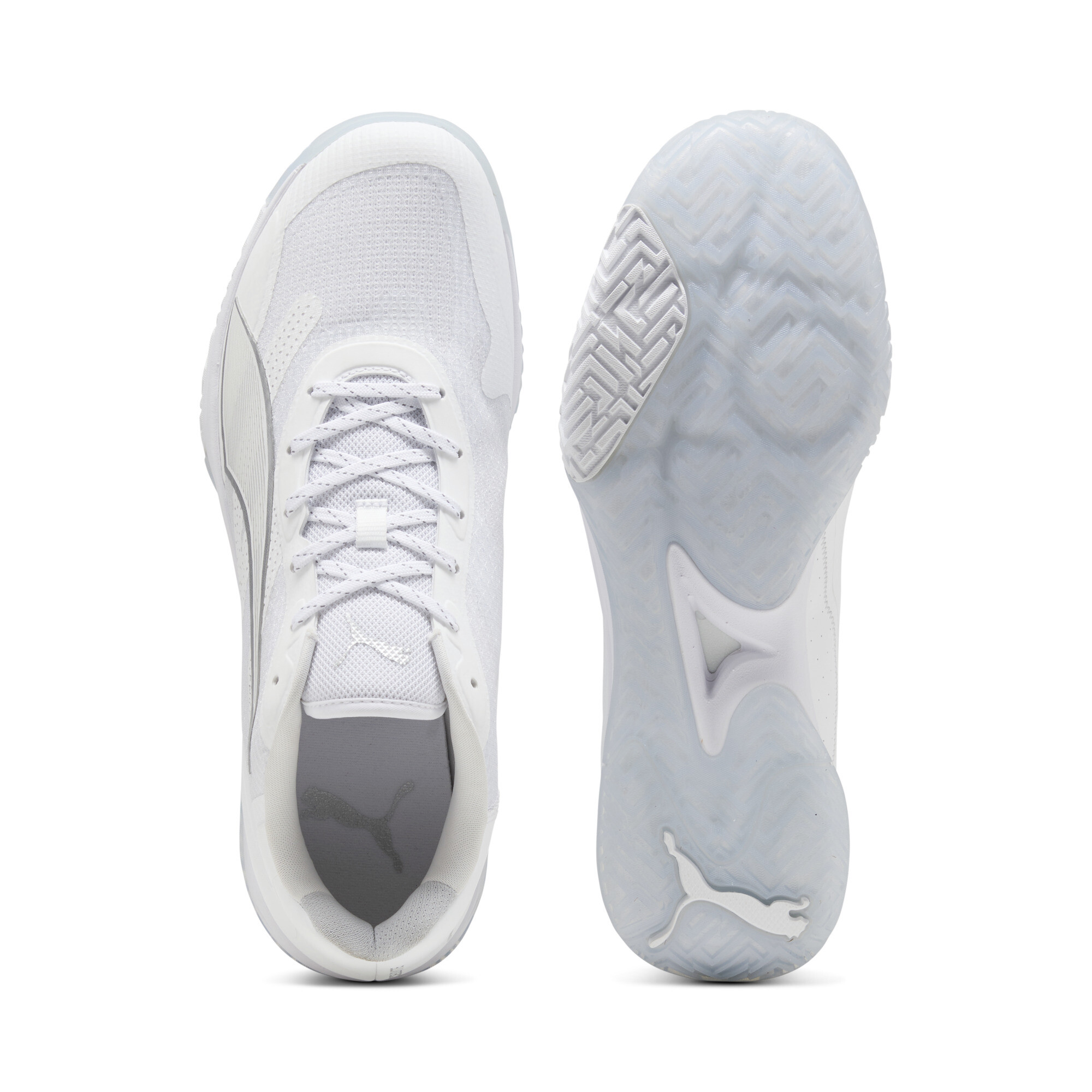 PUMA Accelerate Turbo 4 uniseks handbalschoenen, Grijs/Wit/Zilver, Maat 37 thumbnail 4