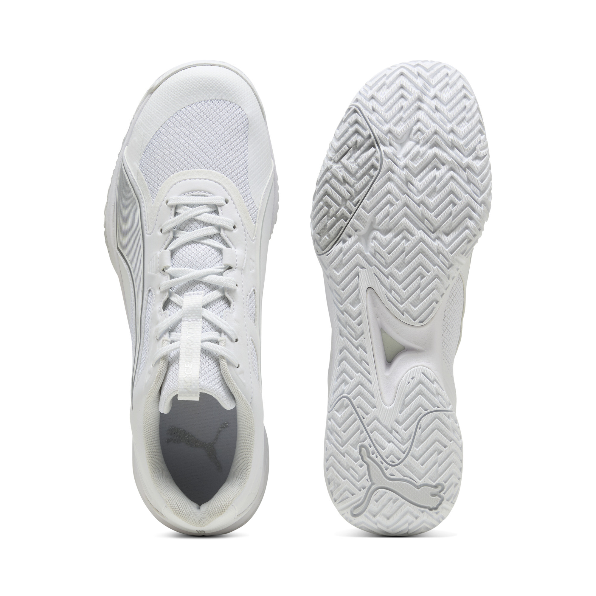 PUMA Accelerate Pro 4 uniseks handbalschoenen, Wit/Zilver, Maat 39 thumbnail 4