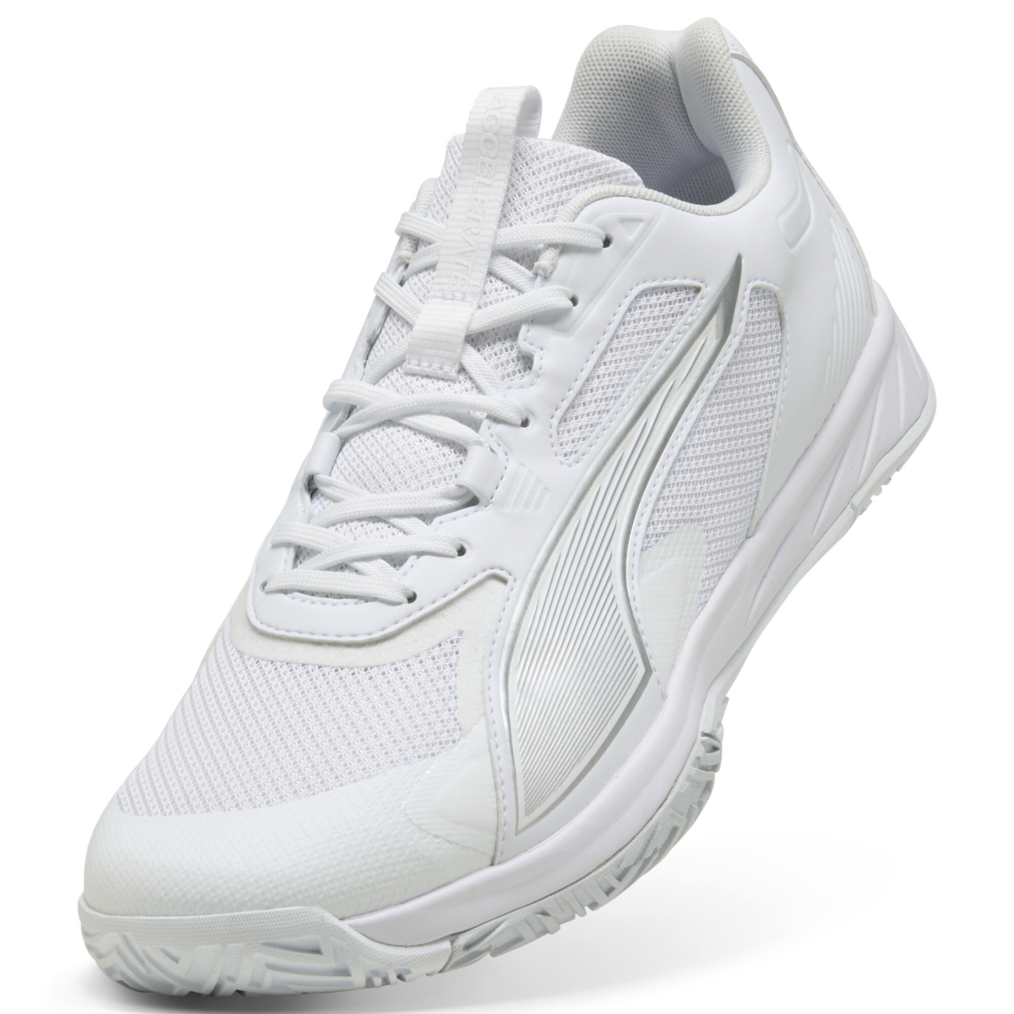 PUMA Accelerate Pro 4 uniseks handbalschoenen, Wit/Zilver, Maat 39 thumbnail 2