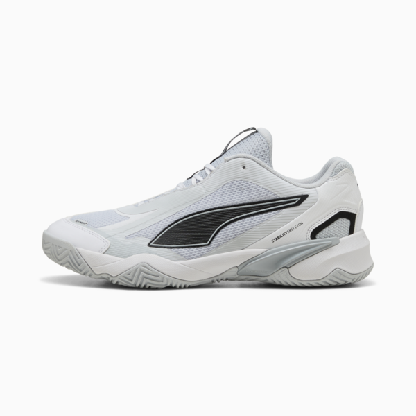 Solarstrike 4 Handball Shoes Men, PUMA White-PUMA Black-Silver Mist-Platinum Gray, large-ZAF