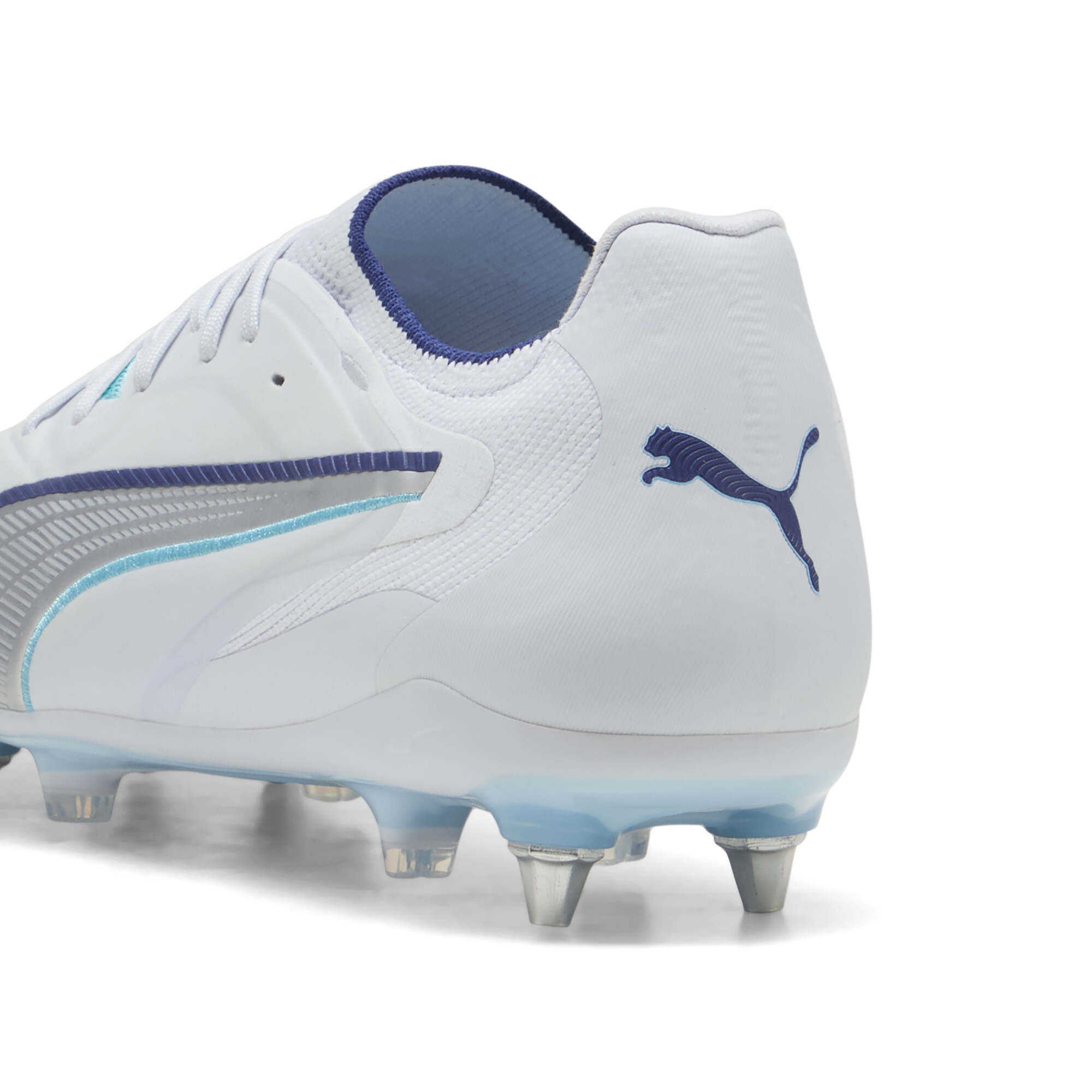 PUMA KING 20 ULTIMATE MxSG uniseks voetbalschoenen, Blauw/Zilver, Maat 39 thumbnail 5