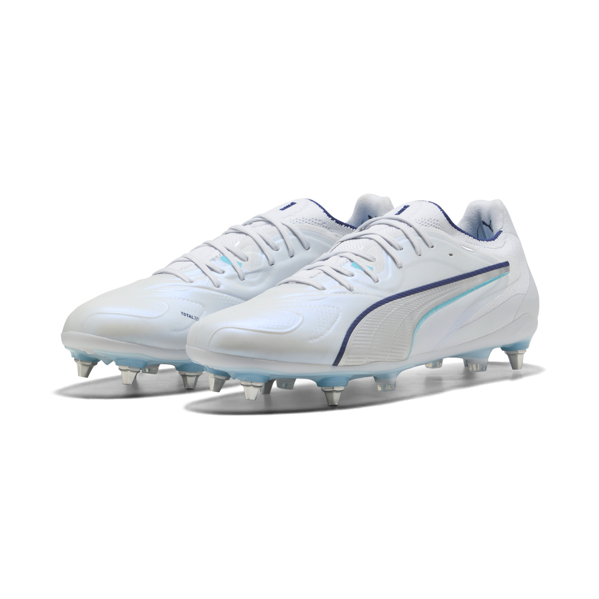 PUMA KING 20 ULTIMATE MxSG uniseks voetbalschoenen, Blauw/Zilver, Maat 39 thumbnail 6
