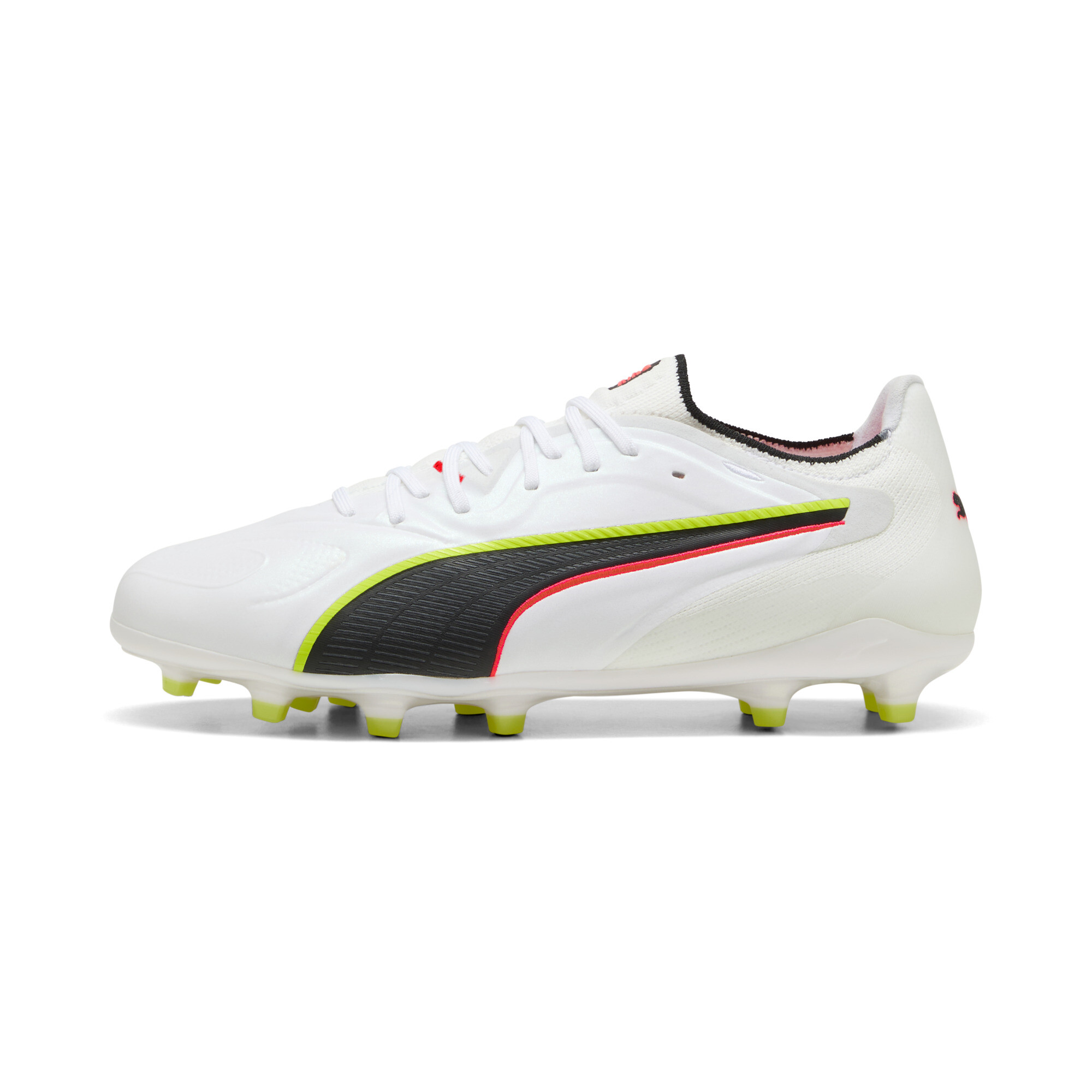 PUMA KING 20 ULTIMATE FG/AG uniseks voetbalschoenen, Rood/Geel/Wit, Maat 38,5