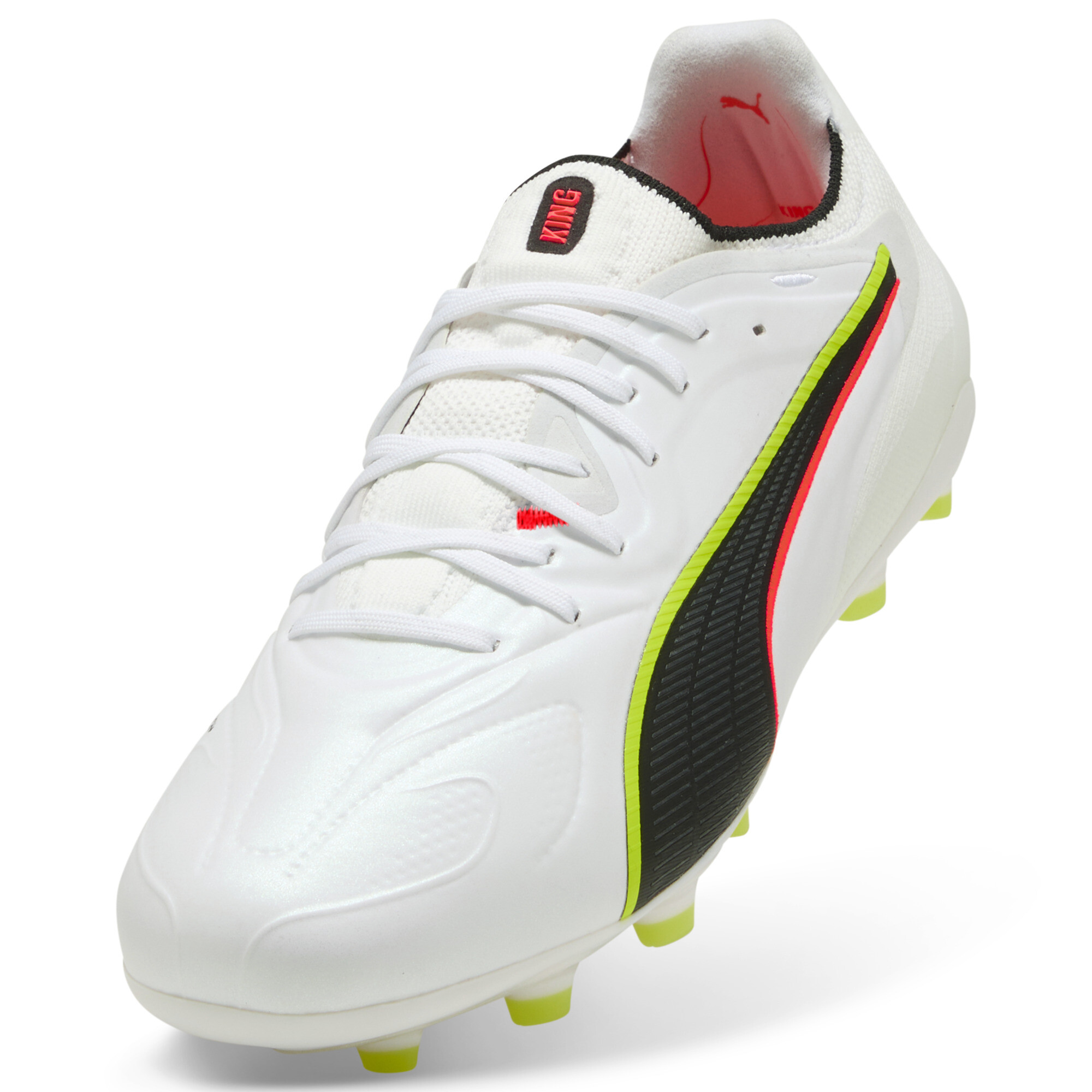 PUMA KING 20 ULTIMATE FG/AG uniseks voetbalschoenen, Rood/Geel/Wit, Maat 38,5 thumbnail 3