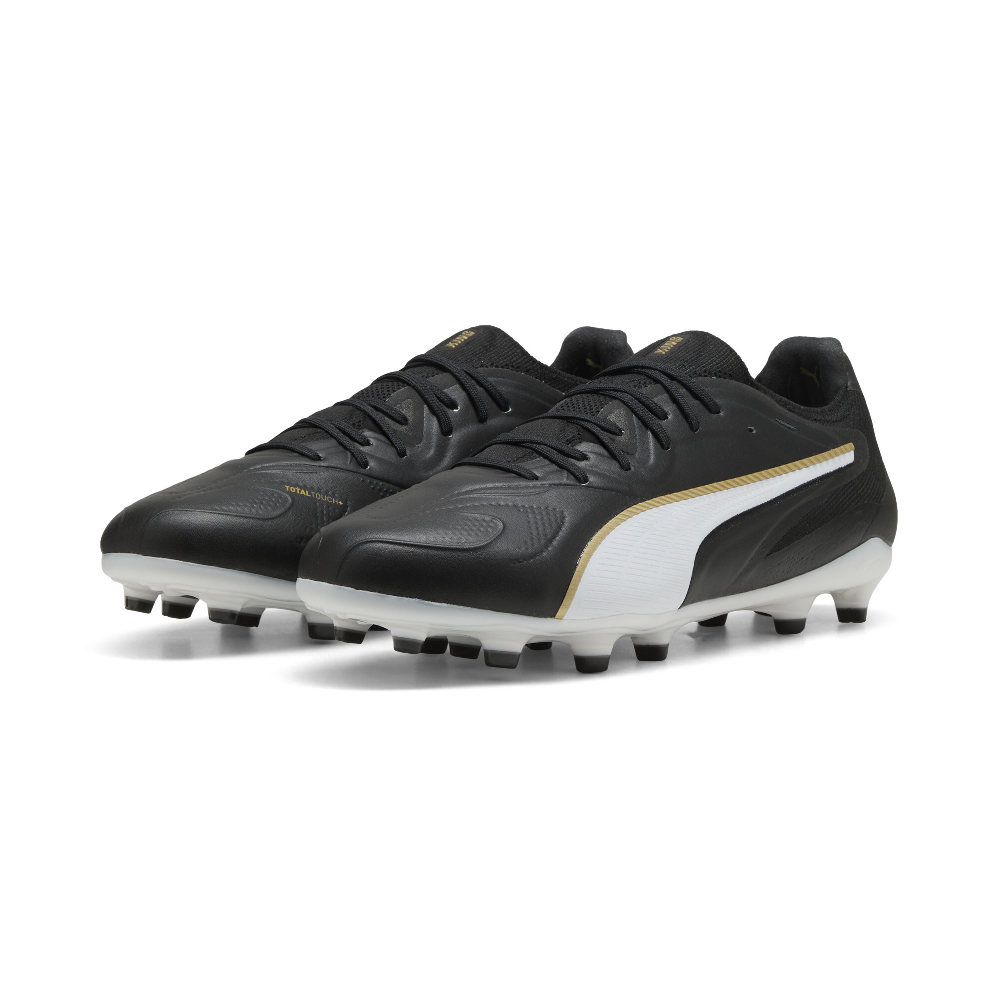 PUMA KING 20 ULTIMATE FG/AG uniseks voetbalschoenen, Zwart/Wit/Goud, Maat 42,5 thumbnail 6
