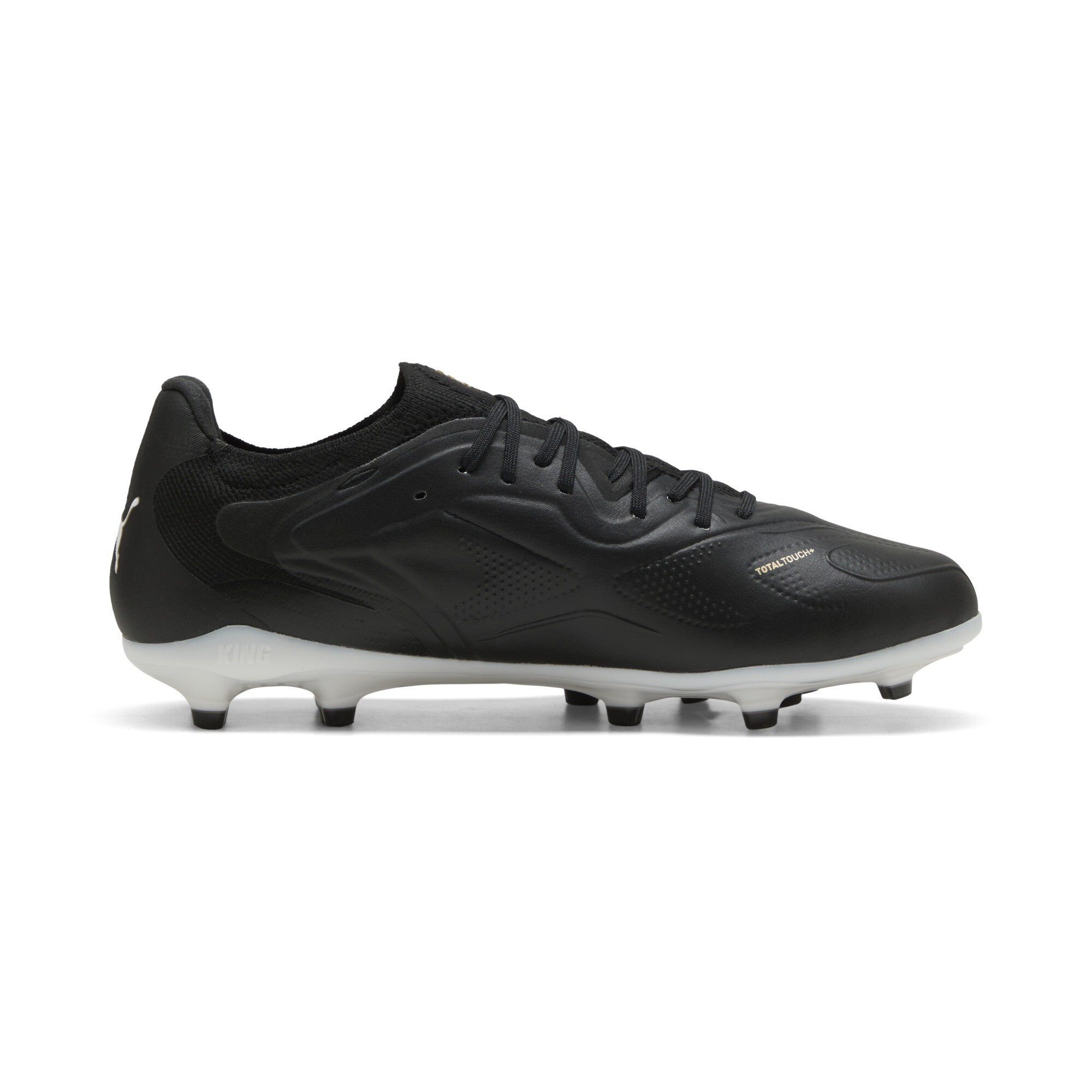 PUMA KING 20 ULTIMATE FG/AG uniseks voetbalschoenen, Zwart/Wit/Goud, Maat 42,5 thumbnail 3