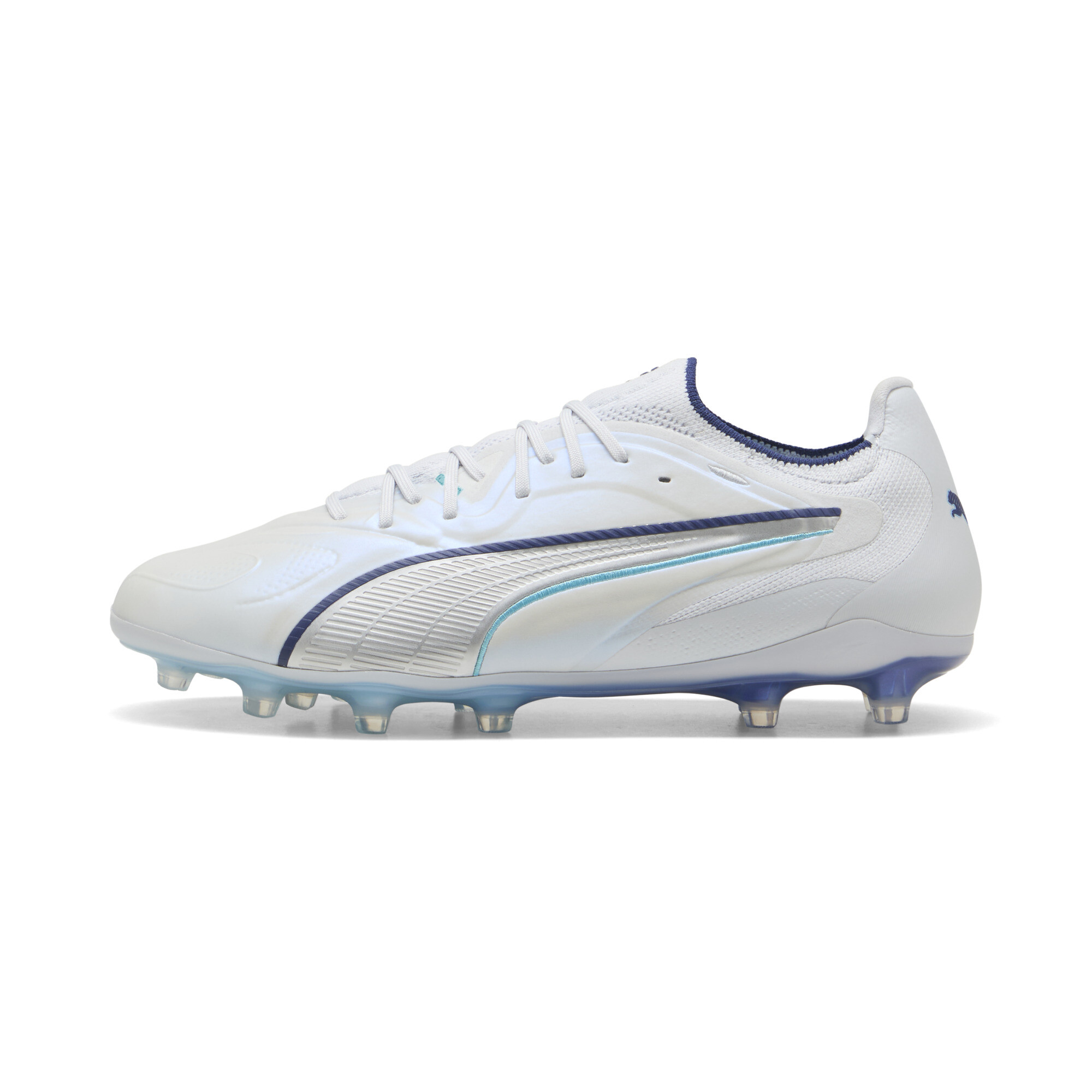 PUMA KING 20 ULTIMATE FG/AG uniseks voetbalschoenen, Blauw/Zilver, Maat 48